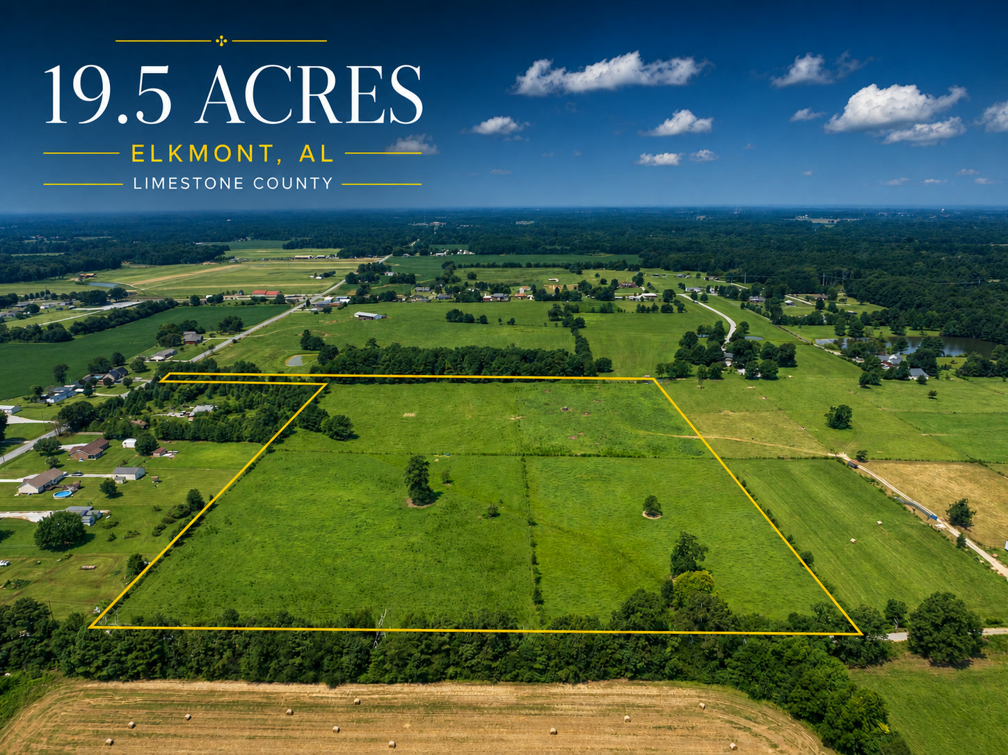 Alternate oblique aerial view with illustrative parcel outline